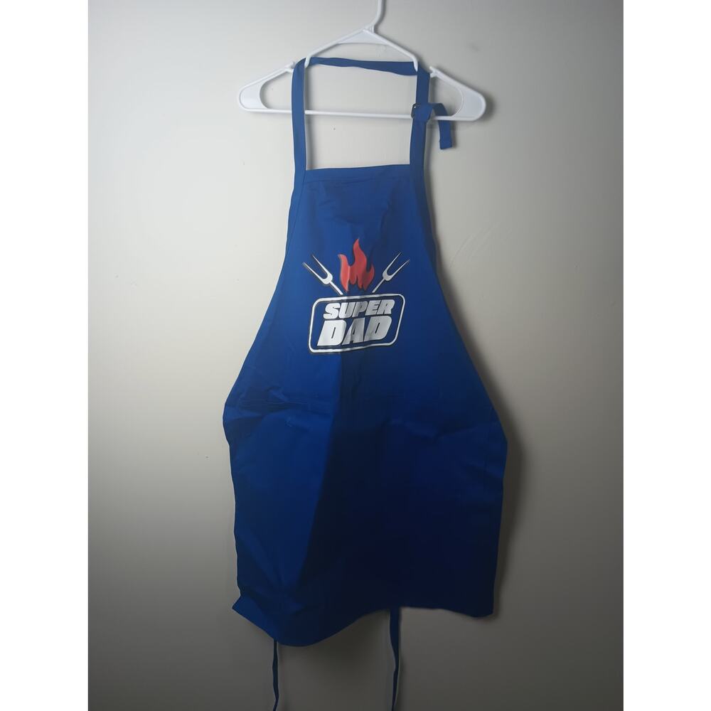 Port Authority 100% Cotton Full Length Apron Pockets Blue NWOT Super Dad Gift‎